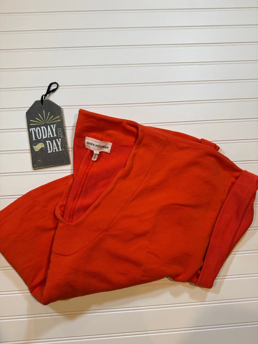 Mara Hoffman Brianne sweatshirt. Short sleeve. Orange. Size small